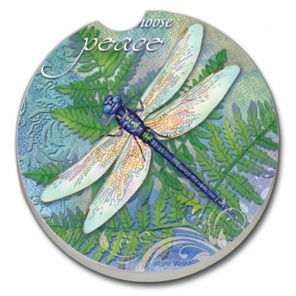 11316 DRAGONFLY INSPIRATION ABSORBENT STONE CAR  COASTER  